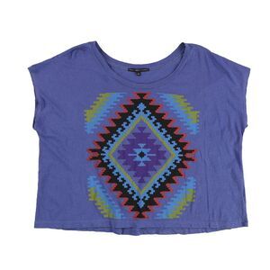 TRULY MADLY DEEPLY Womens Diamond Art Graphic T-Shirt, bluemulti, L